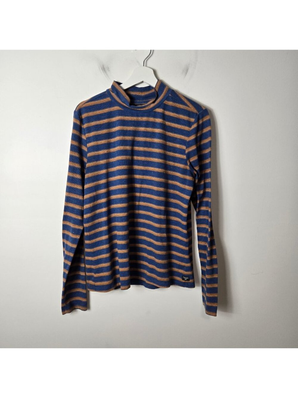 Toad&Co Piru Mockneck Long Sleeve Striped Ribbed Shirt Size L Base-Layer Hemp